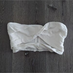 Hello Molly White Strapless Twist Front Crop Top XS